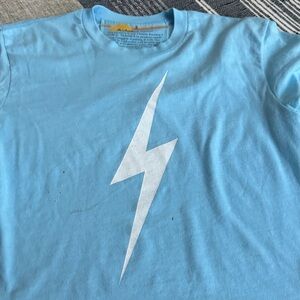 Aviator Nation Light Blue Tee with White Lightning Bolt